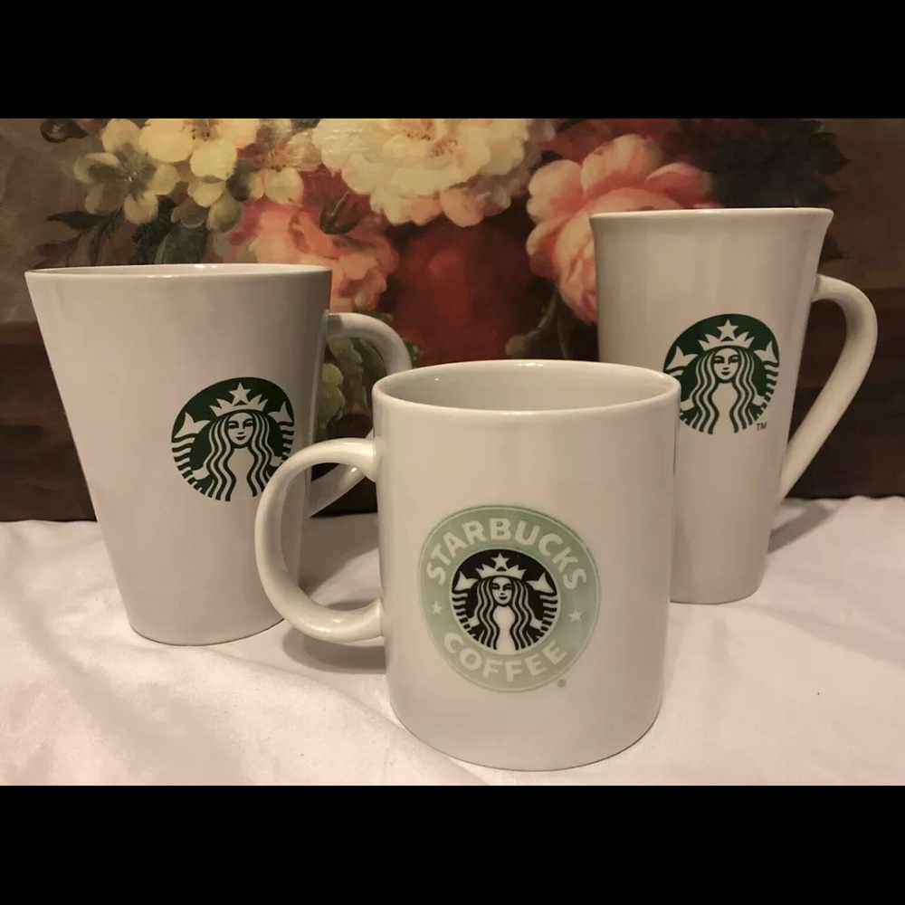 1999 STARBUCKS 14 oz Ceramic White Cup Lot  3 Cups